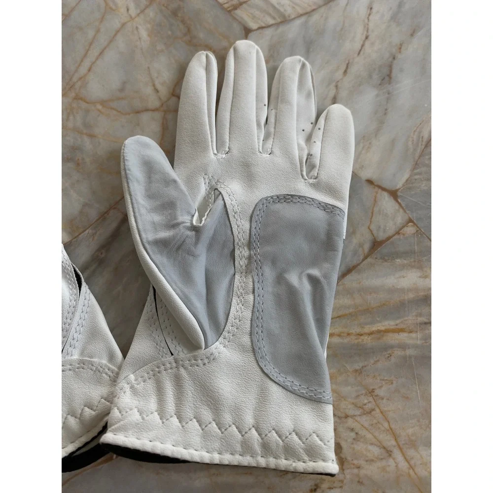 FootJoy Womens White Golf Gloves Pair Hook and Loop Logo Breathable Perforated